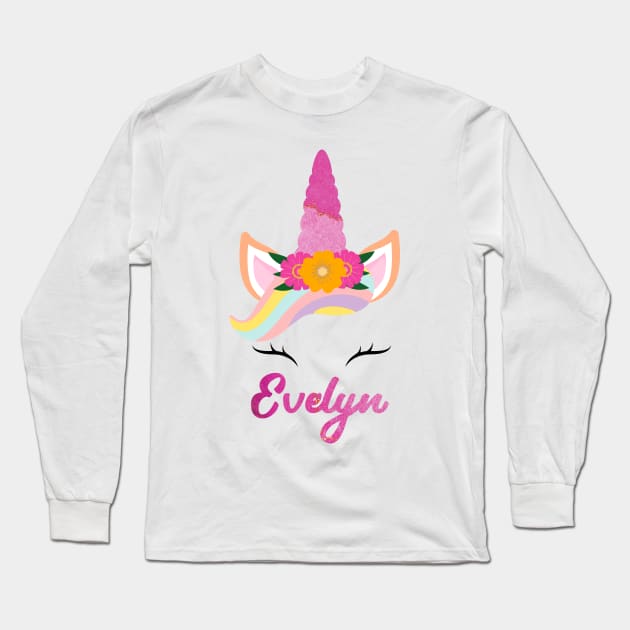 Name evelyn unicorn lover Long Sleeve T-Shirt by Gaming champion